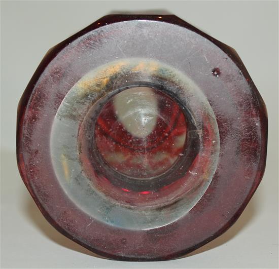 A Bohemian ruby glass multi-facetted baluster vase, late 19th century, 31.5cm